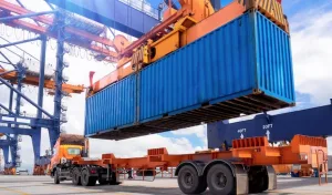 What port operations move the container transport?